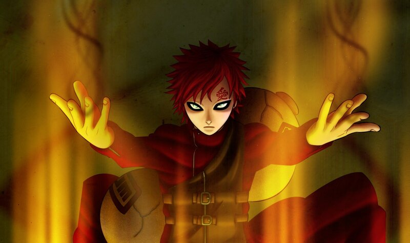 Red-haired Anime Character — Red, Dramatic, Spiky Hair, Glowing Eyes