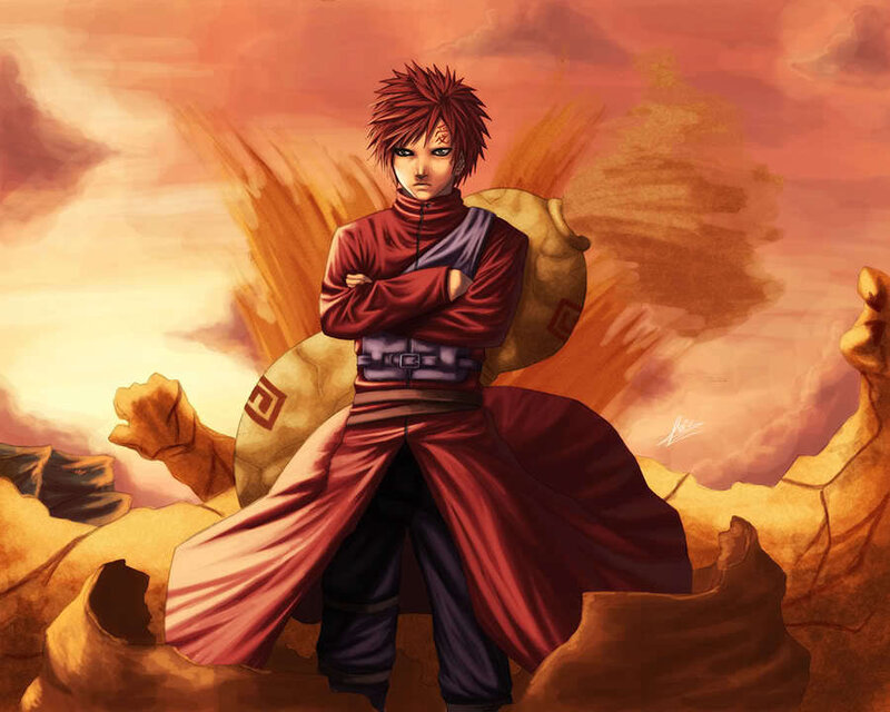 Red-haired Anime Character — Red, Dramatic, Sunset