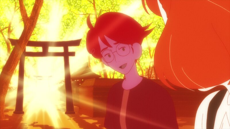 Red-haired Anime Character — Red, Dramatic, Sunset, Torii Gate