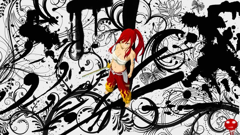 Red-haired Anime Character — Red, Dramatic, Sword, Flame Pants