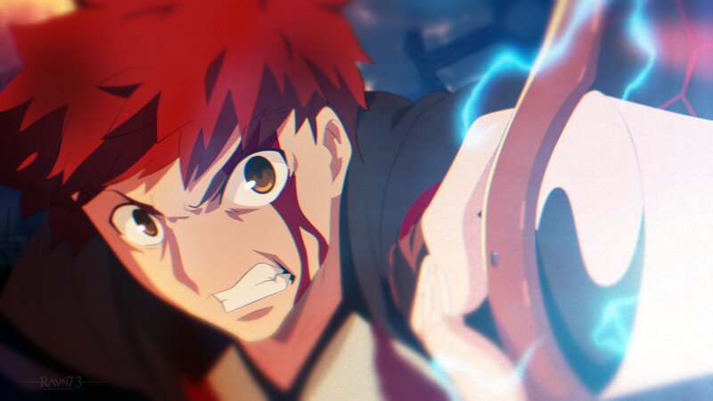 Red-haired Anime Character — Red, Dramatic, Sword, Lightning