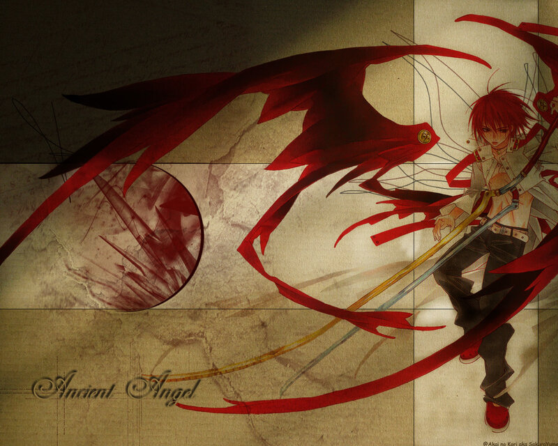 Red-haired Anime Character — Red, Dramatic, Sword, Red Wings