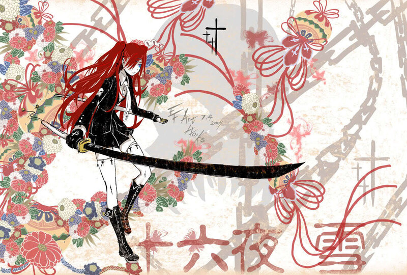 Red-haired Anime Character — Red, Dramatic, Sword