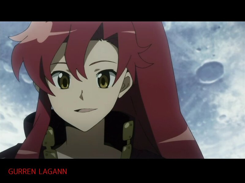 Red-haired Anime Character — Red, Dramatic, Text Overlay