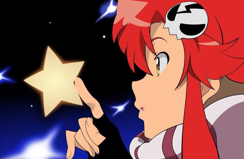 Red-haired Anime Character — Red, Dreamy, Night, Star