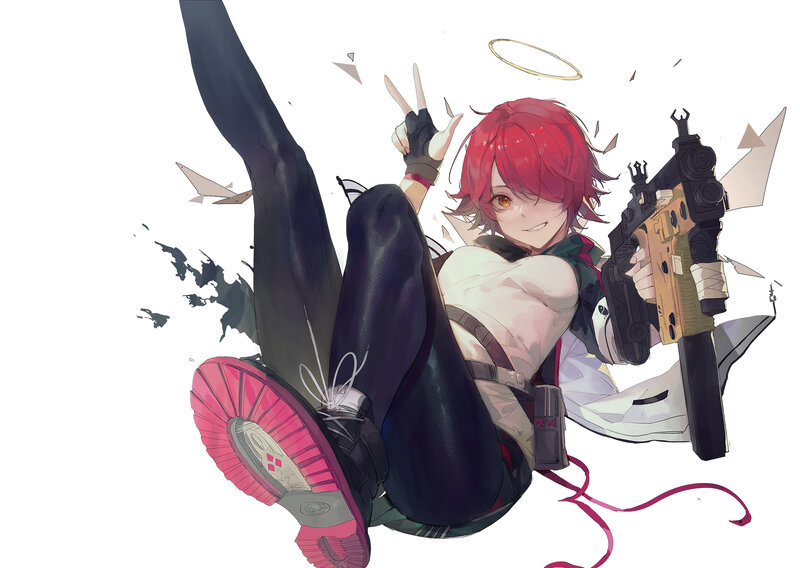 Red-haired Anime Character — Red, Playful, Gun