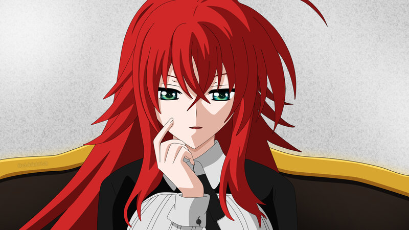 Red-haired Anime Character — Red, Serious, Chair