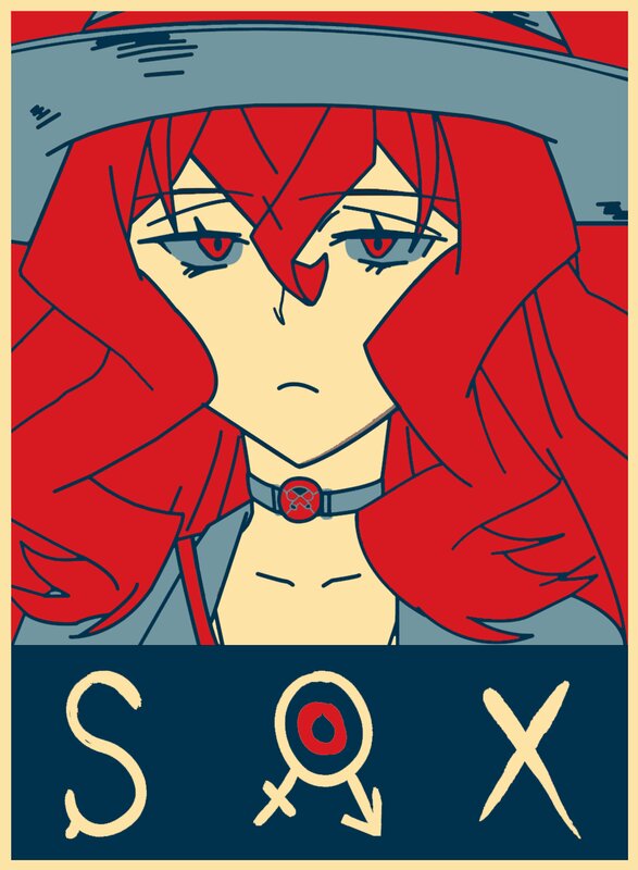 Red-haired Anime Character — Red, Serious, Hat