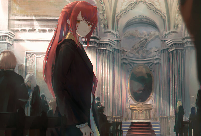 Red-haired Anime Character — Red, Solemn