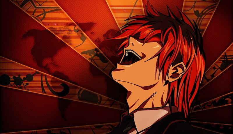 red-haired anime character screaming