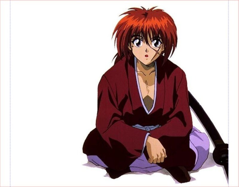 red-haired anime character sitting