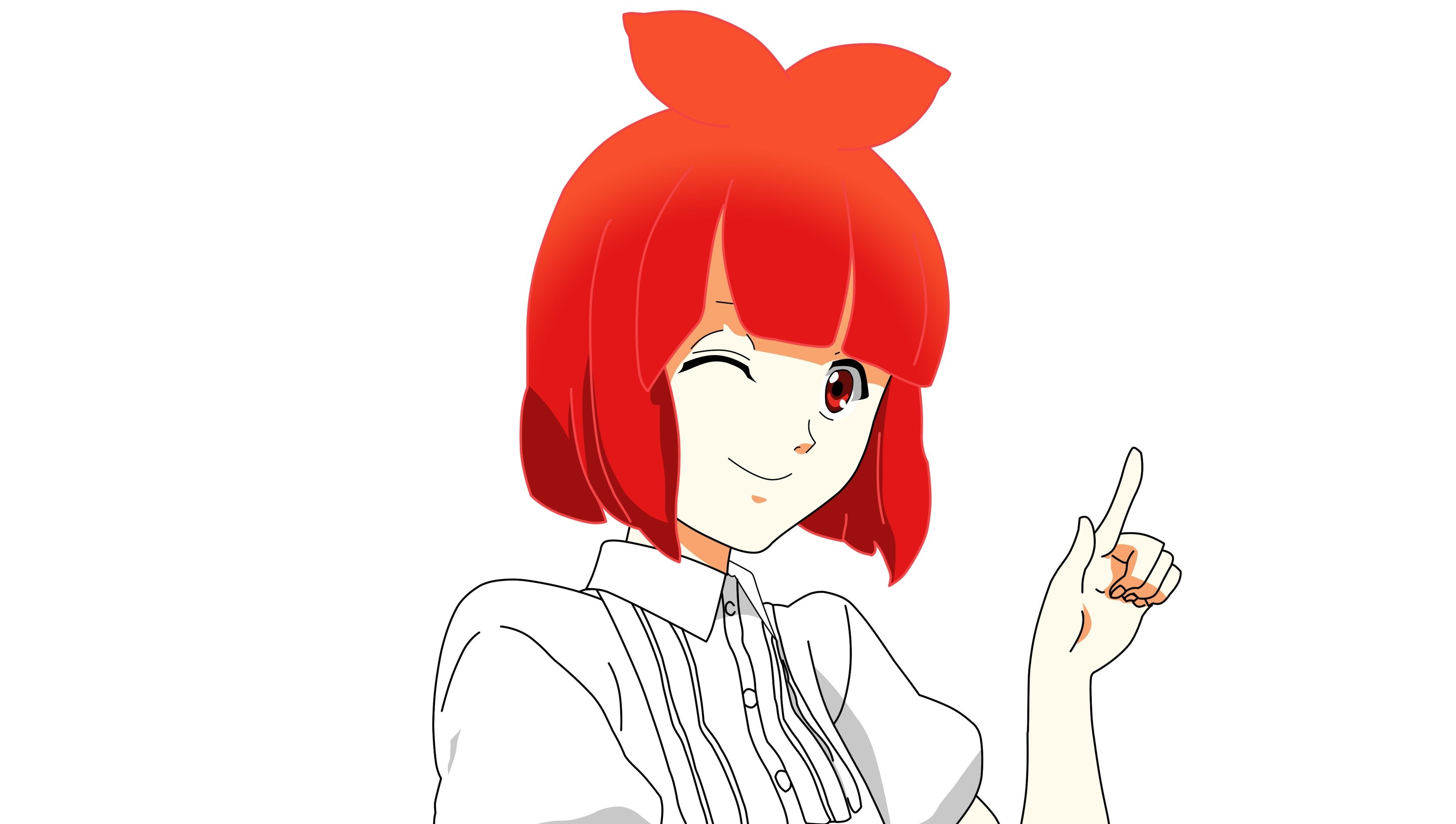 red-haired anime character winking
