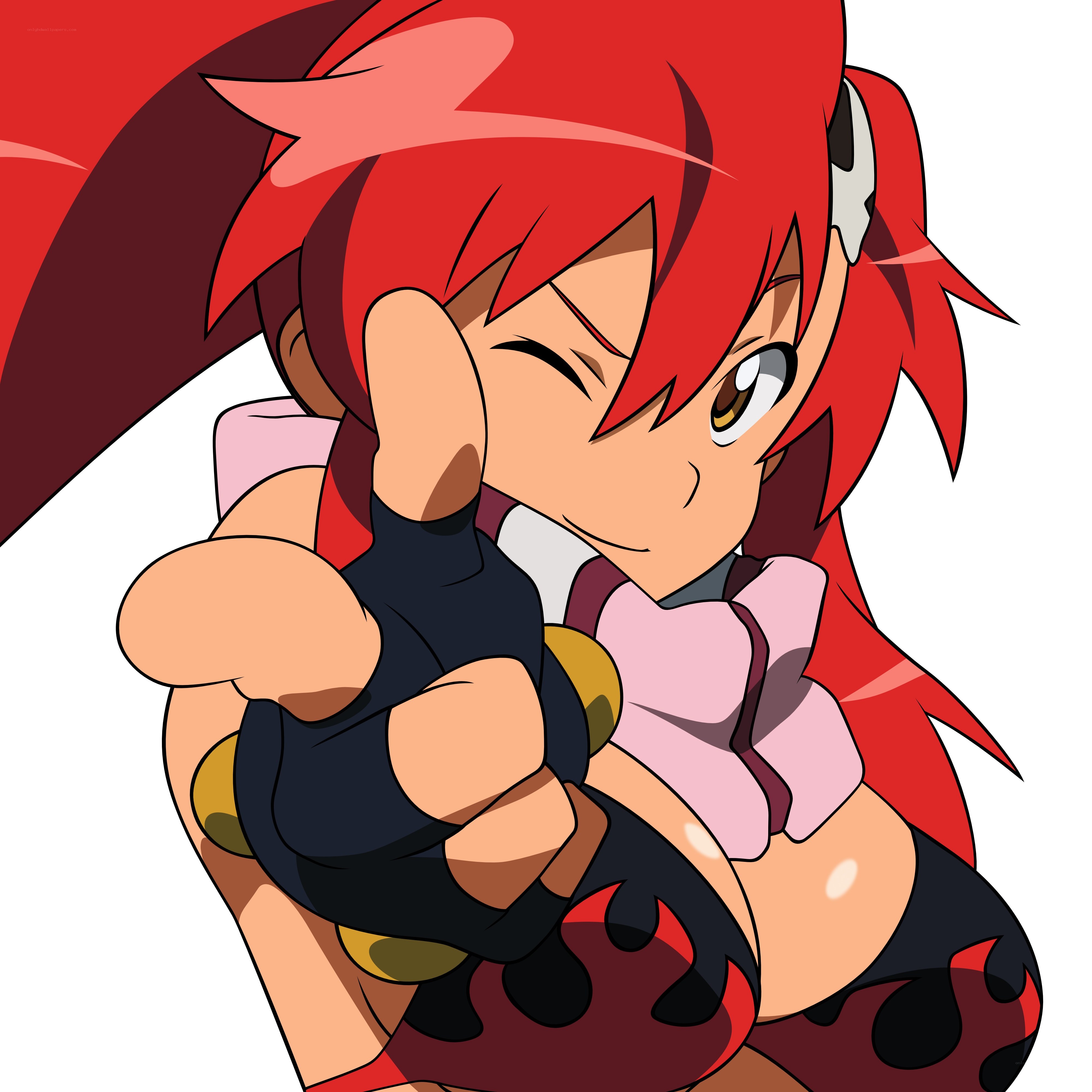 red-haired anime character winking