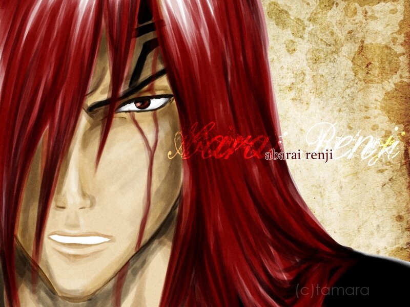 Red-haired anime character with blood