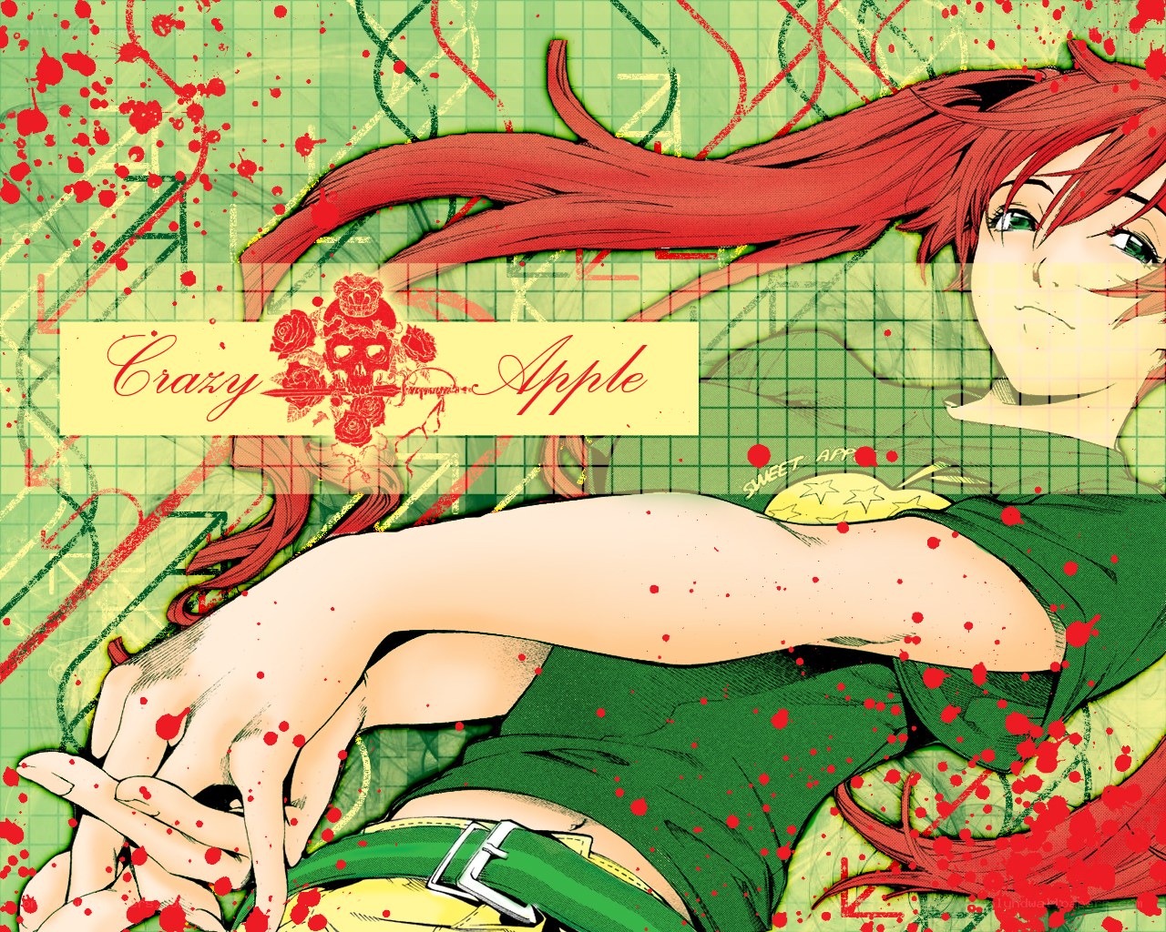 Red-haired anime character with blood splatters
