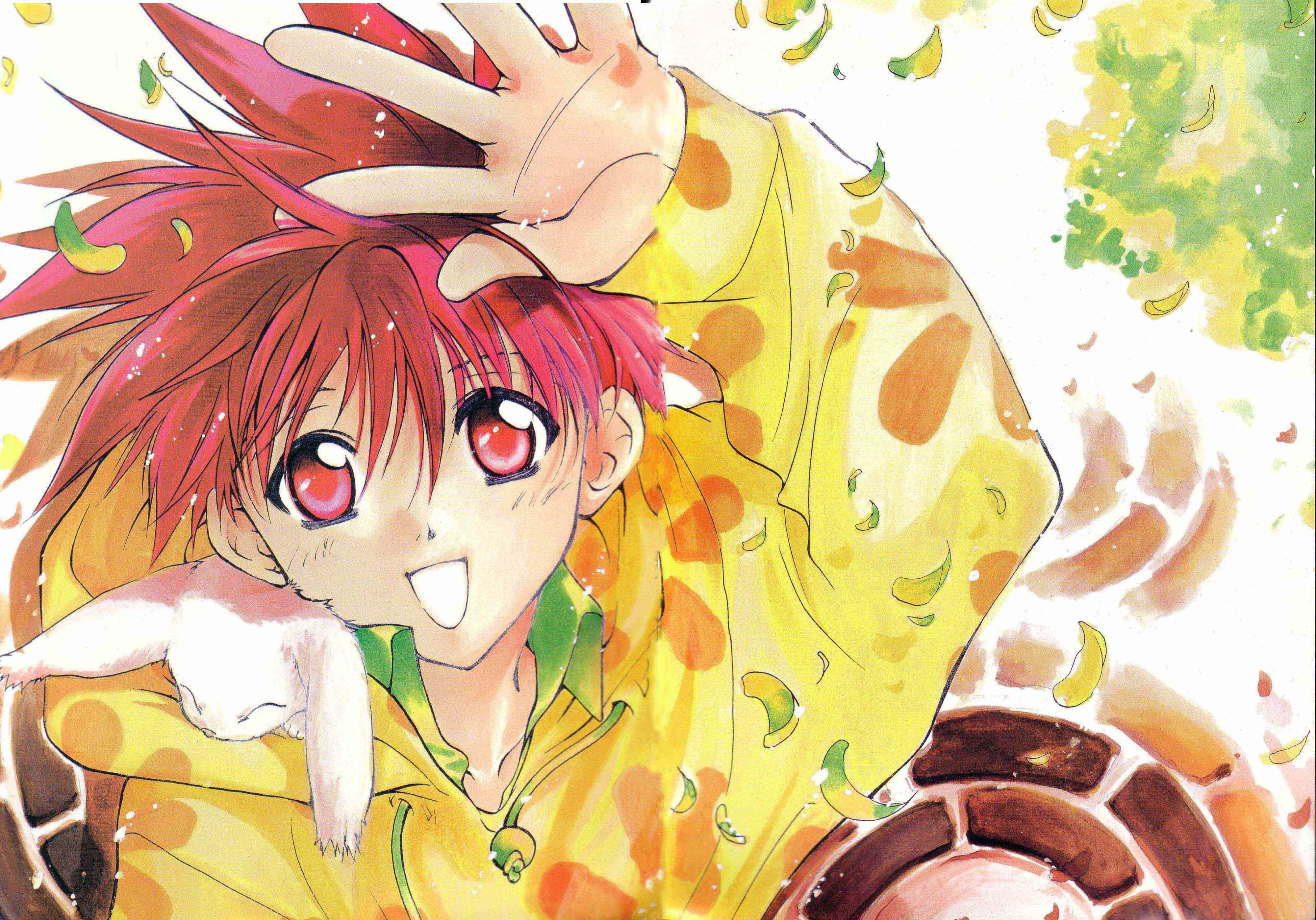 red-haired anime character with cat