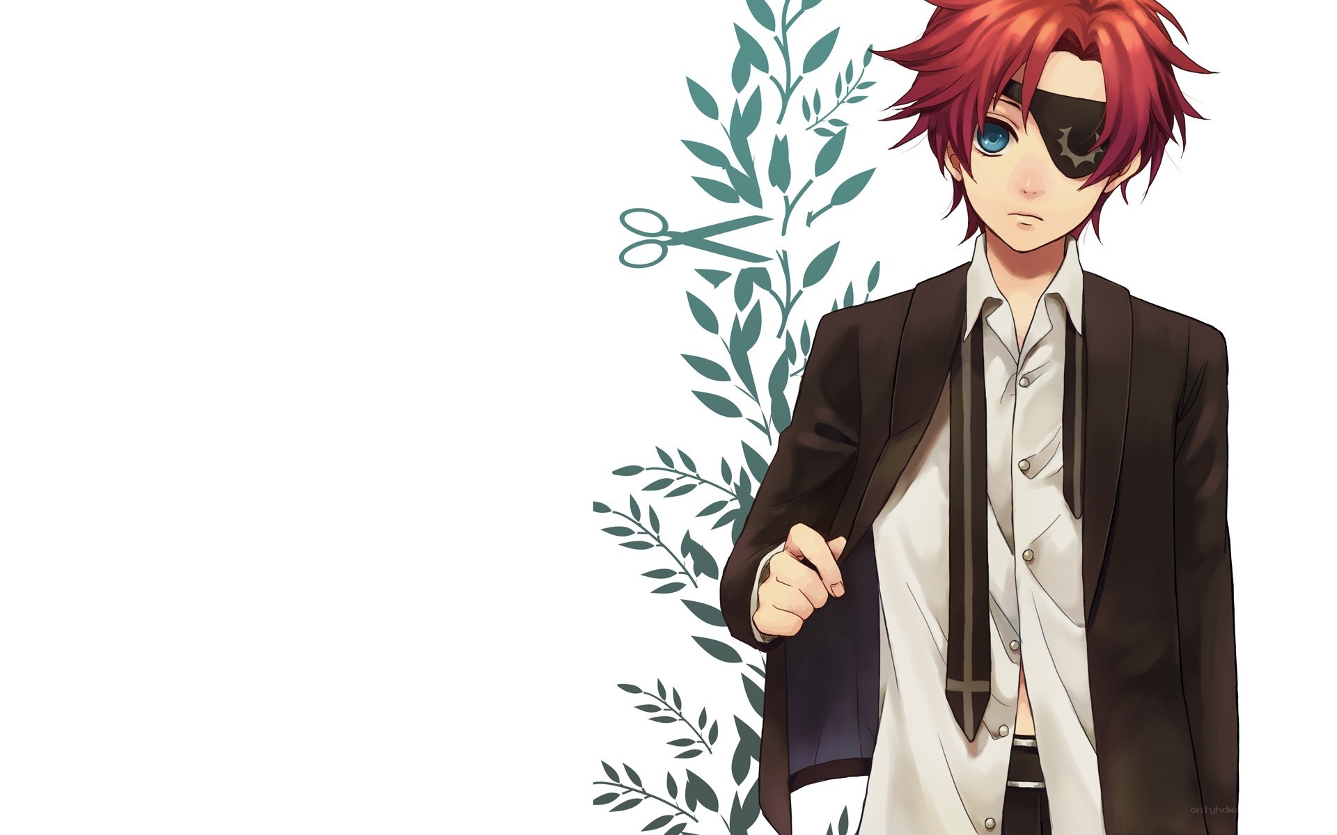 red-haired anime character with eyepatch