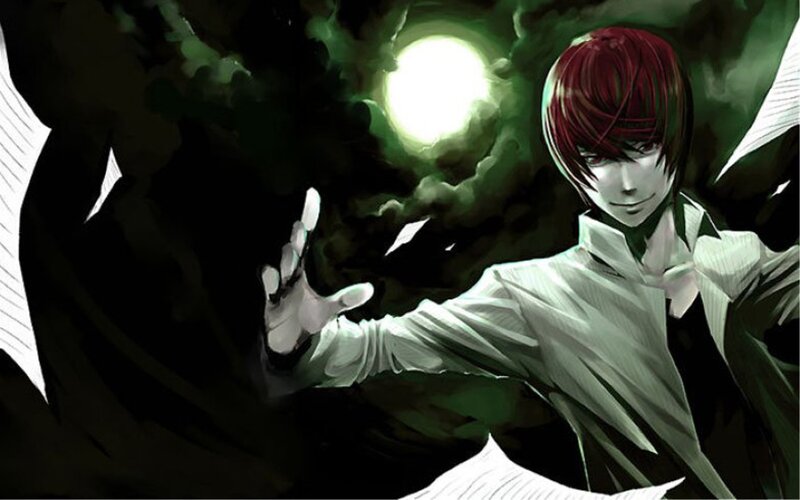 Red-haired anime character with glowing moon