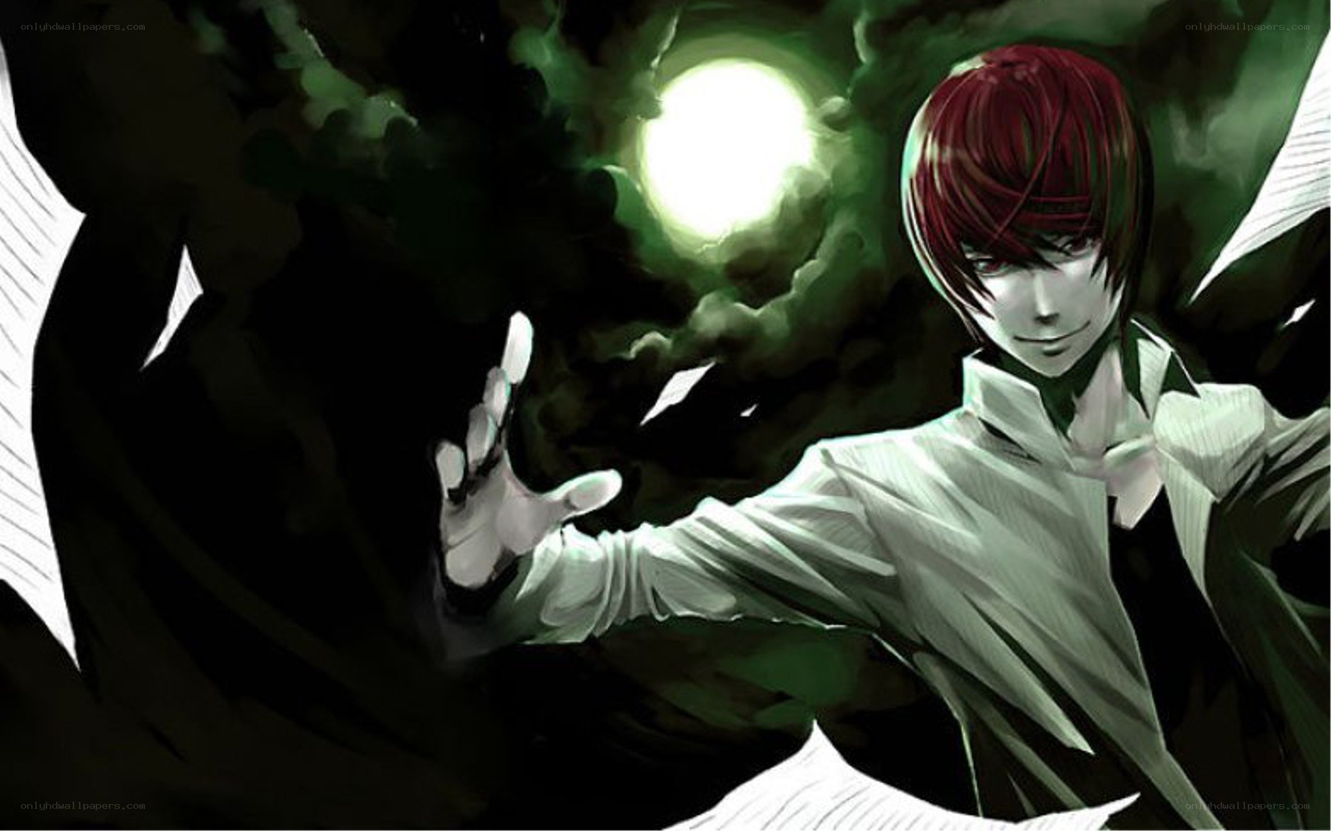 Red-haired anime character with glowing moon