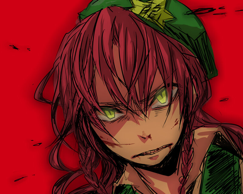 red-haired anime character with green eyes