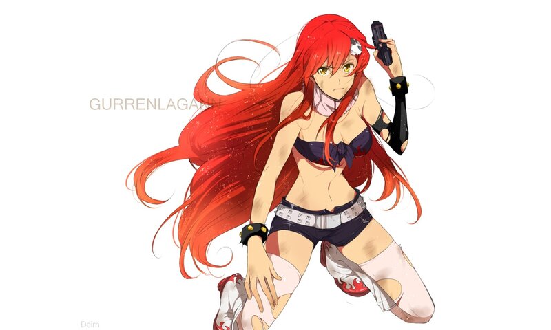 red-haired anime character with gun