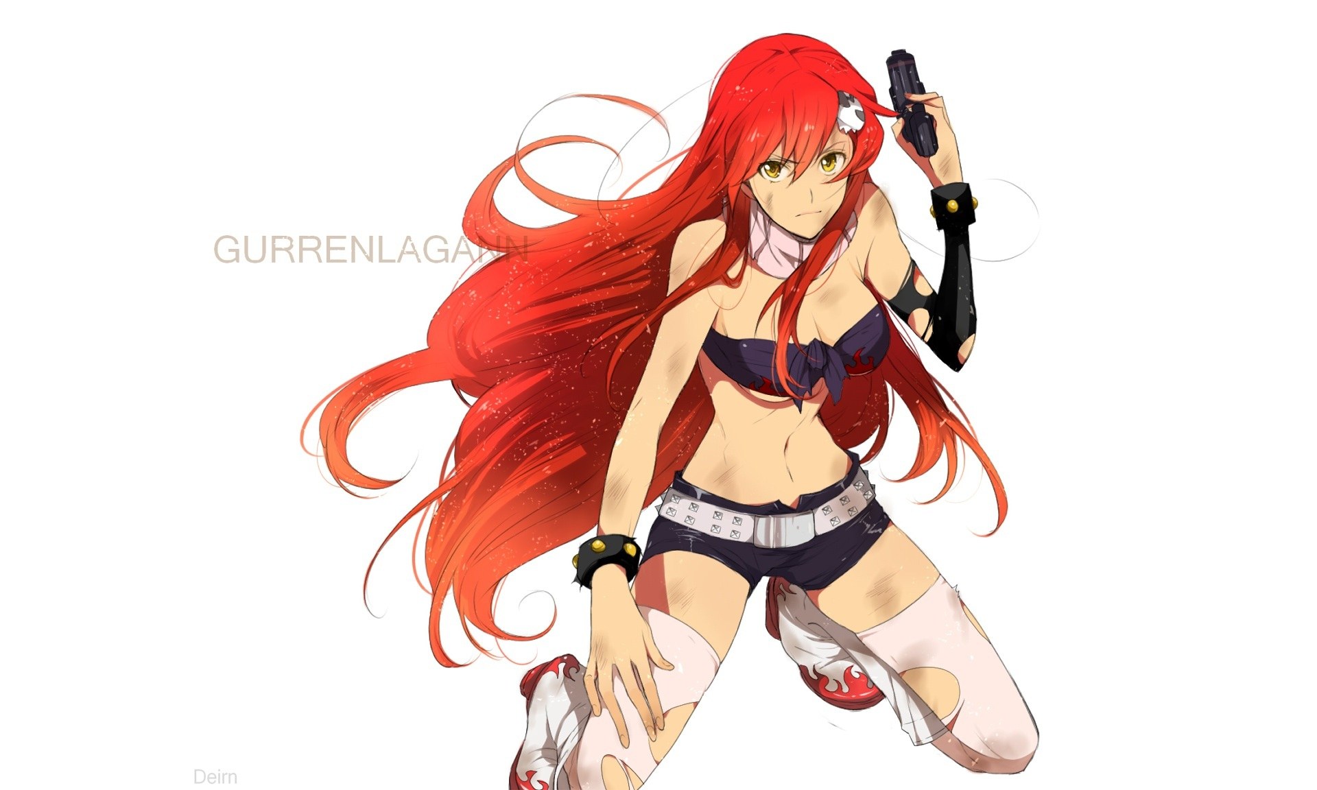 red-haired anime character with gun