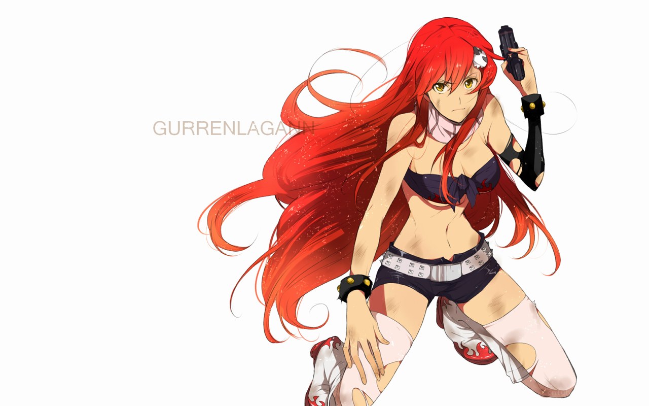 red-haired anime character with gun
