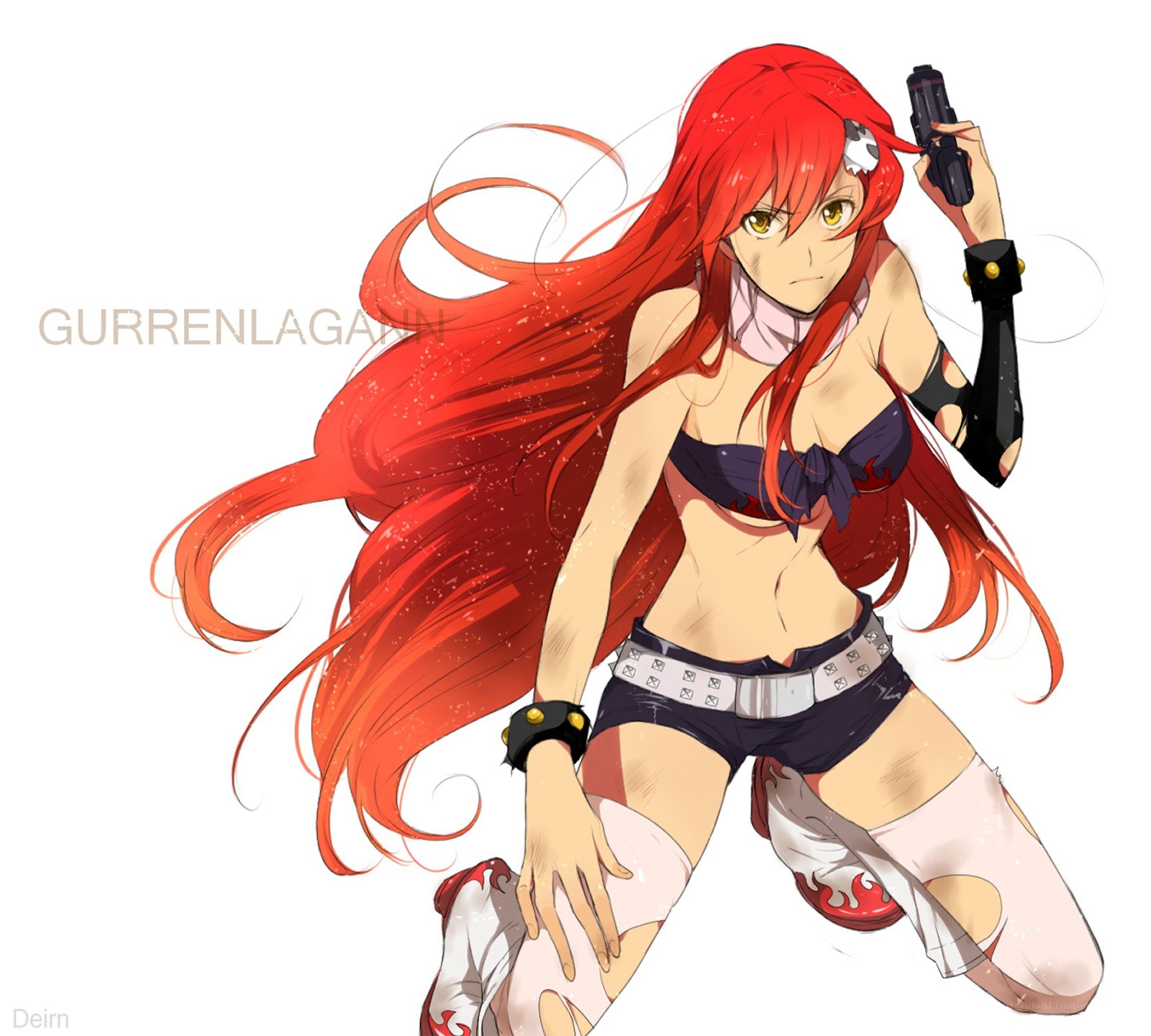 red-haired anime character with gun