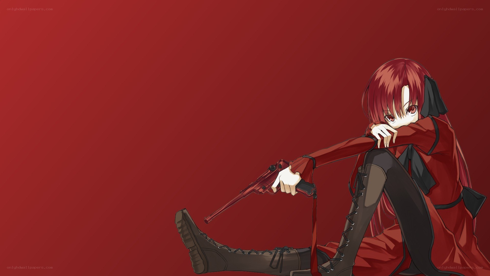 Red-haired anime character with gun