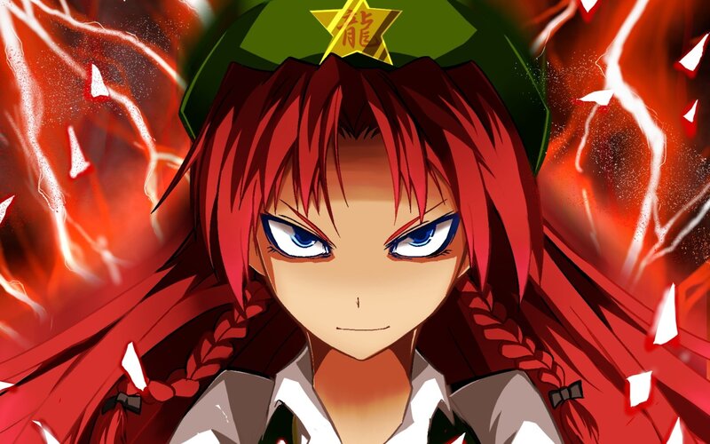 red-haired anime character with lightning