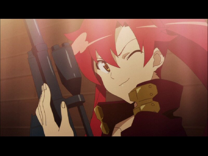 red-haired anime character with rifle