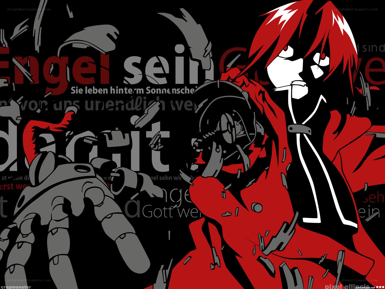 Red-haired anime character with robot