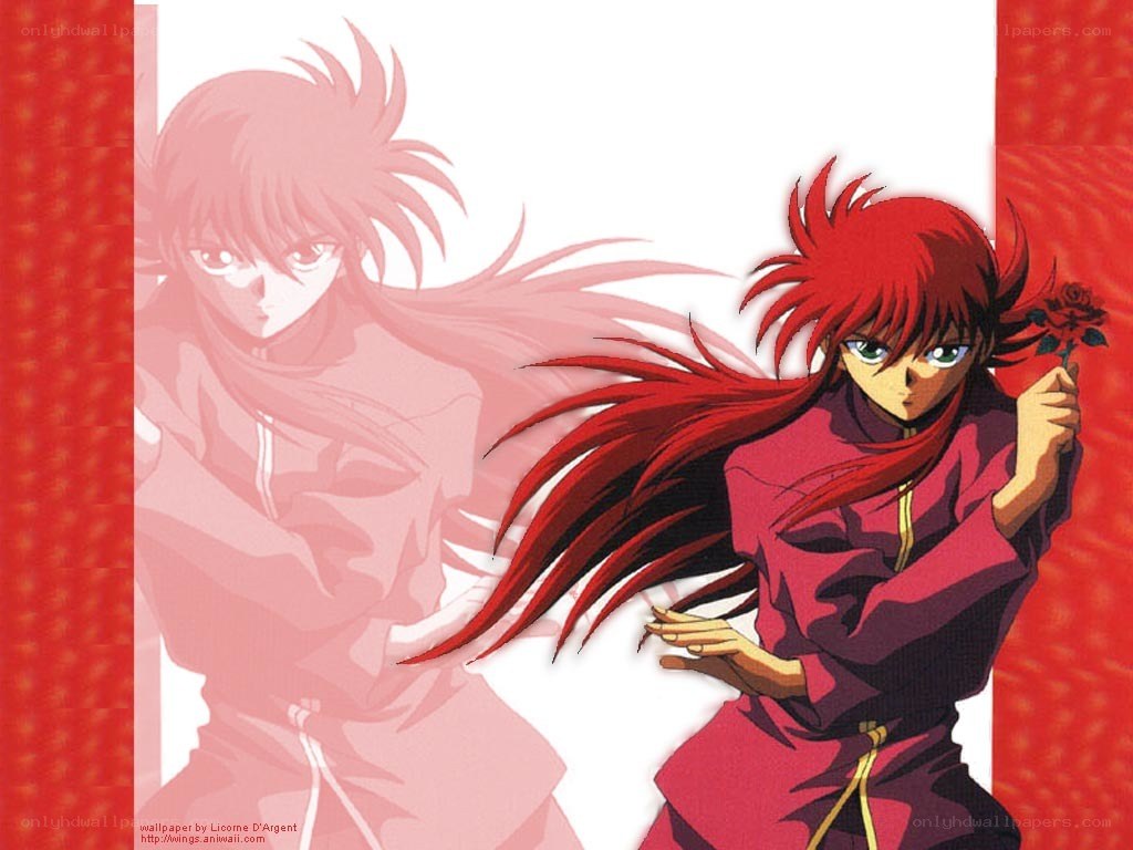 Red-haired anime character with rose