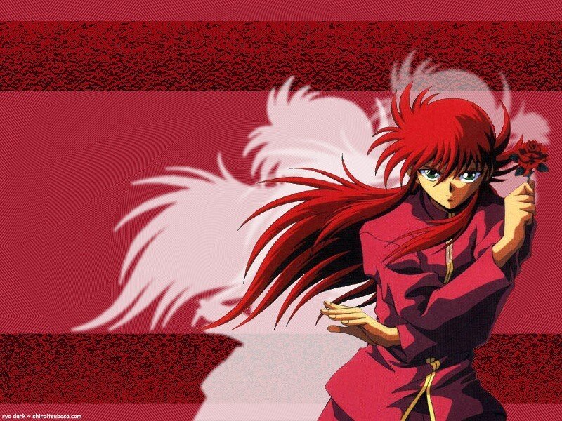 Red-haired anime character with rose