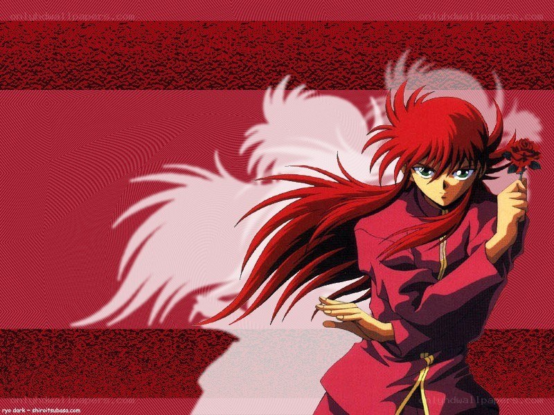 Red-haired anime character with rose