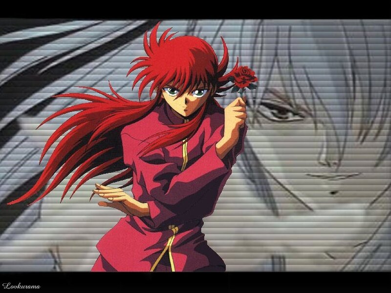 red-haired anime character with rose