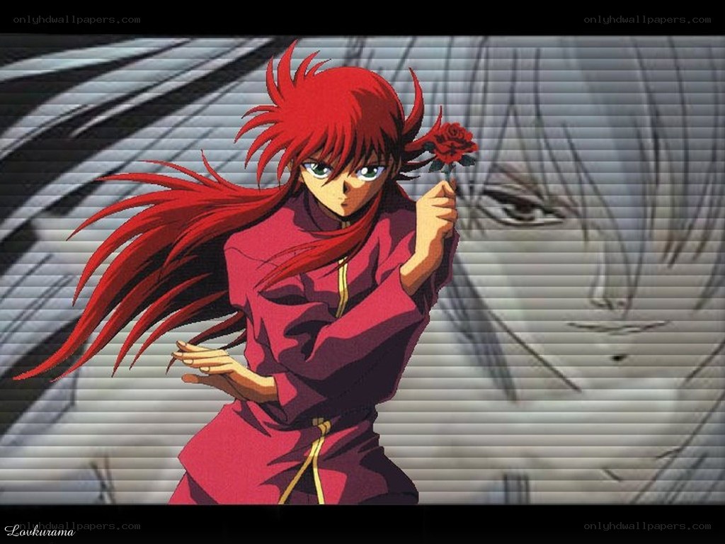 red-haired anime character with rose