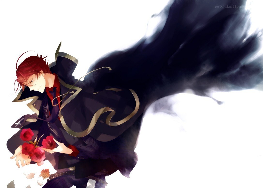 Red-haired anime character with roses