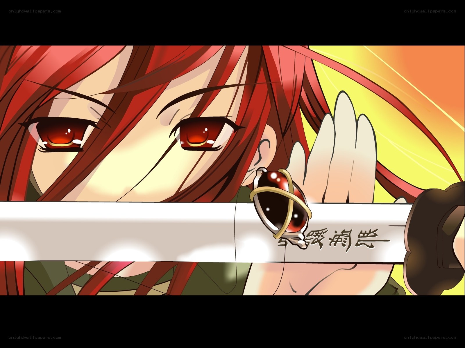 red-haired anime character with sword