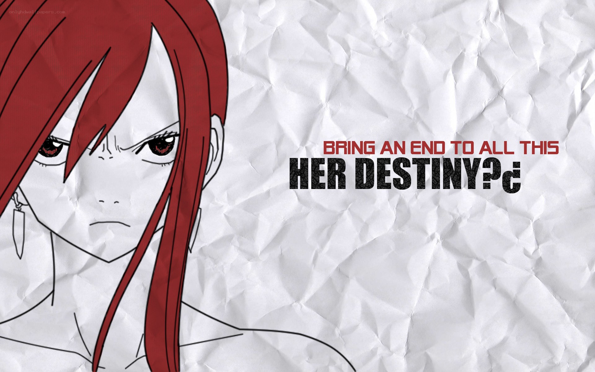 red-haired anime character with text