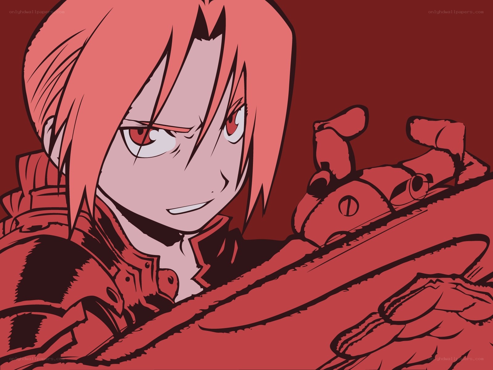 red-haired anime character with weapon