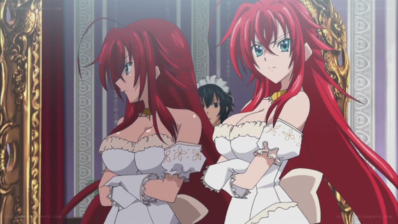 Red-haired anime characters in white dresses