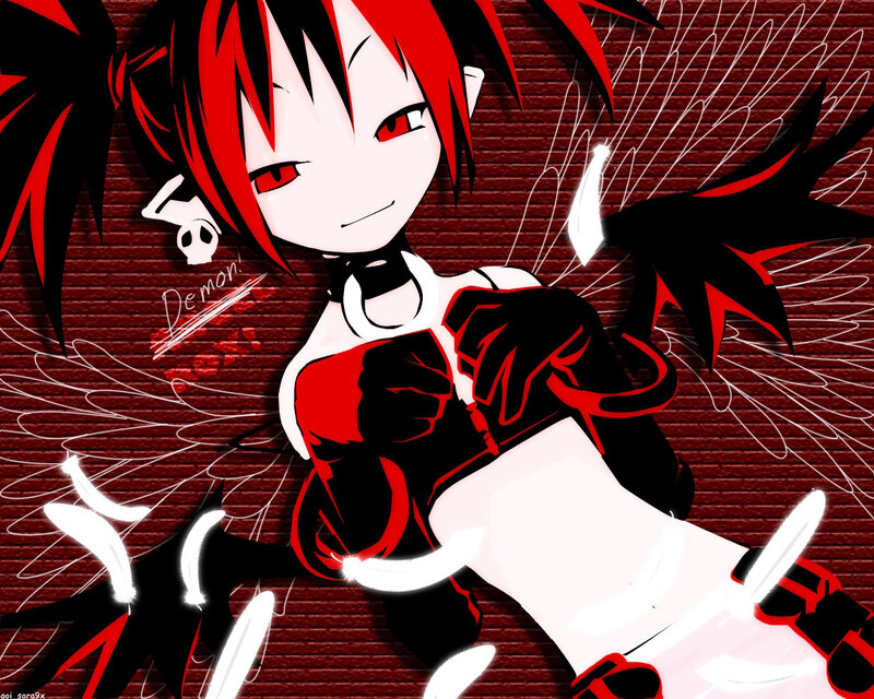 red-haired anime demon girl
