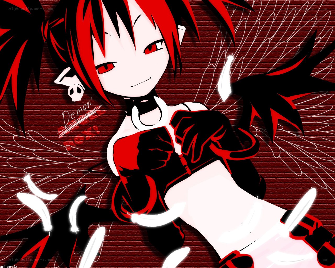 red-haired anime demon girl