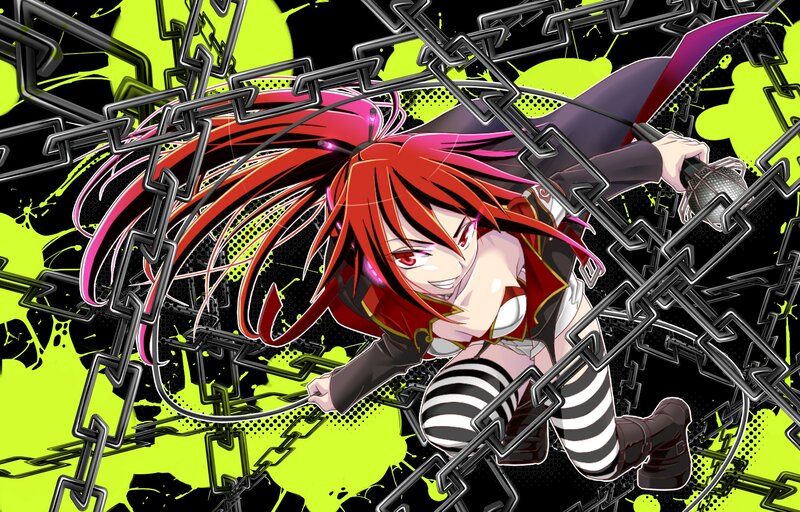 Red-haired Anime Girl — Black, Dramatic, Chains