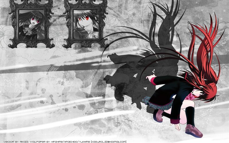 Red-haired Anime Girl — Black, Dramatic, Mirror Portraits
