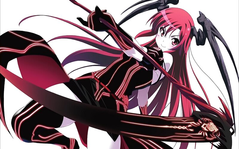 Red-haired Anime Girl — Black, Dramatic, Sword