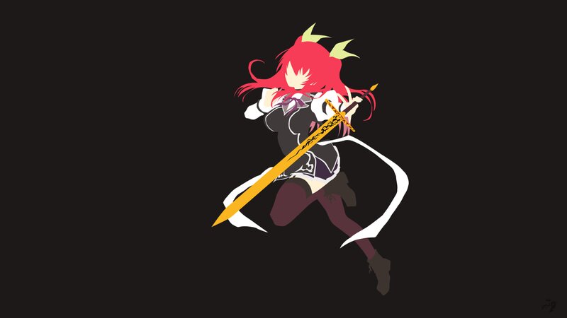 Red-haired Anime Girl — Black, Dynamic, Sword