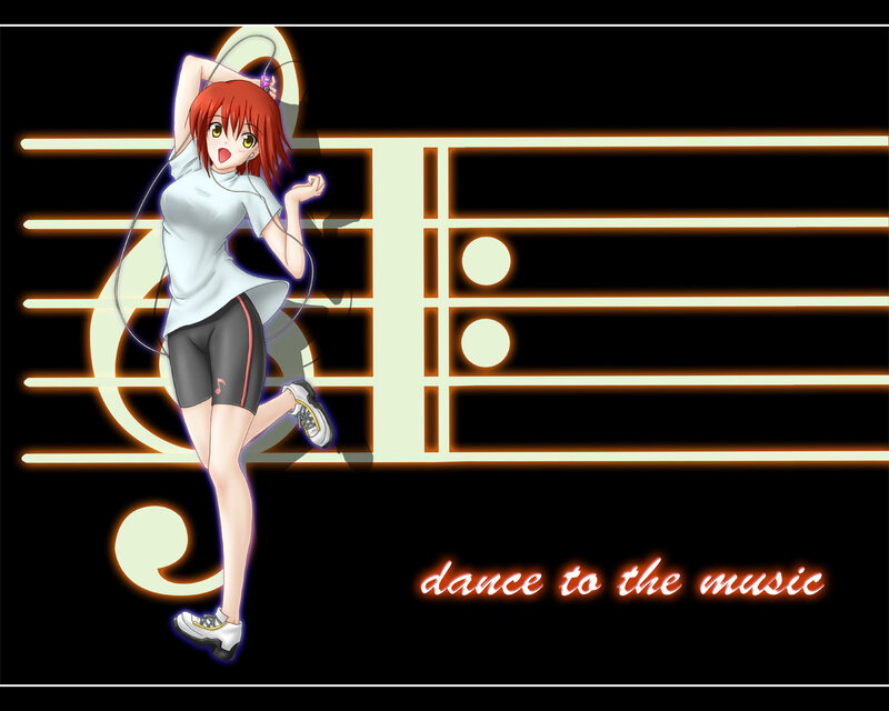 Red-haired Anime Girl — Black, Energetic