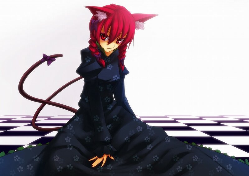 Red-haired Anime Girl — Black, Playful